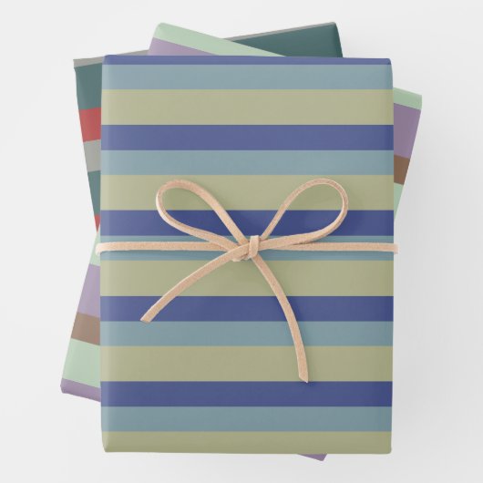 Trendige Streifen in Farbpaletten Geschenkpapier Set (Beispiel)