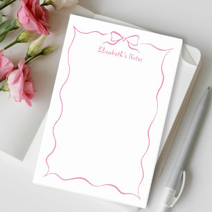 Trendige Süße Rosa Kokette Schleife Wellenförmiger Post-it Klebezettel