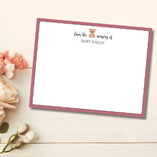 Trendige Teddybär-Nursery-Schreibwaren-Notizkarte Einladung