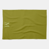 Trendige Template-Monogramm-Name Elegantes Olivgrü Geschirrtuch (Horizontal)
