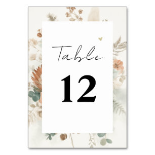 Trendige Terrakotta-Blumen Moderne Hochzeit Tischnummer