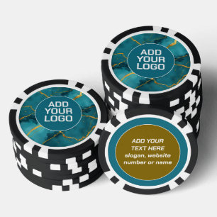 Trendige Türkisblaue Goldmarmor-Kollektion Pokerchips