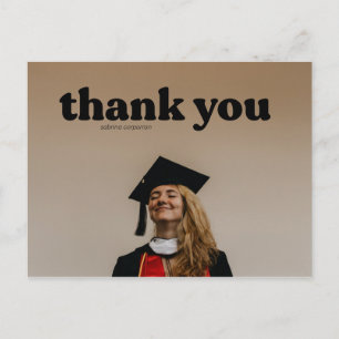 Trendige Typografie Abschluss Danke Schwarz Postkarte