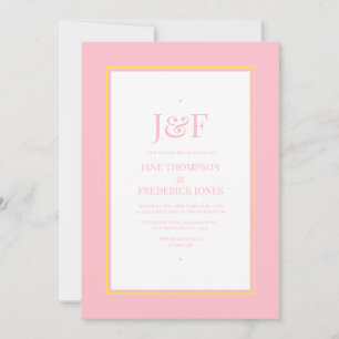 Trendige Typografie Rosa und Gelbe Hochzeit Einladung