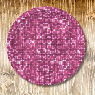 Trendige Valentinstag-Hot-Pink-Disco-Style-Quadrat Pappteller
