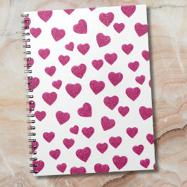 Trendige Valentinstag-Rosa-Glitter-Herzen auf Weiß Notizblock