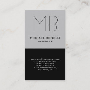 Trendige, vertikale, grau schwarze Monogramm-Visit Visitenkarte