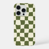 Trendige verzerrte olivgrüne Schachbrett-Hülle iPhone Hülle (Rückseite)