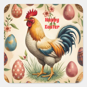 Trendige Vintage-Festtags-Osterkollektion Quadratischer Aufkleber