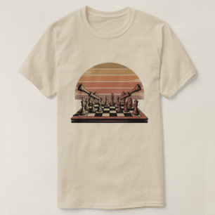Trendige Vintage-Ritter-Schachfiguren Schachbrett T-Shirt