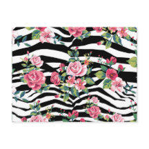 trendige vintage Rosen und Zebrastreifen Muster