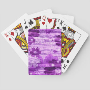 Trendige violette Blume auf Holz Spielkarten