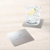 Trendige Vorlage Gold Silver Initial Monogram Rechteckiger Pappuntersetzer (Vor Ort)