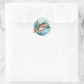 Trendige Wasserfarbe Fischen Runder Aufkleber (Tasche)