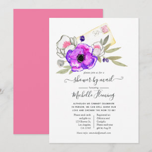 Trendige Watercolor Floral Baby Shower per Post Einladung