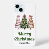 Trendige Weihnachtsbäume Wasserfarbe Leopard Gesch Case-Mate iPhone Hülle (Rückseite)