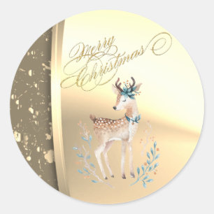 Trendige Weihnachtsrentier ,Faux Gold  Runder Aufkleber