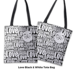 Trendige weiße Liebe-Typografie & verflochtene Her Tasche