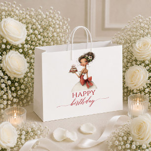 Trendige Whimsical Frau Marsala-Rotes Geburtstagsg Große Geschenktüte