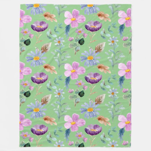 Trendige Wildblumen im Grünen Fleecedecke (Vorderseite)