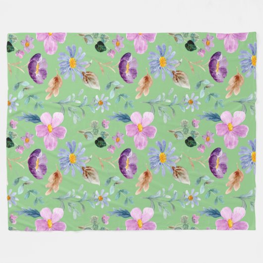 Trendige Wildblumen im Grünen Fleecedecke (Vorderseite (Horizontal))