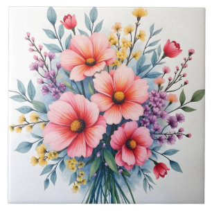 Trendige Wildblumen Schöne Luxus-Kollektion Fliese