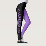 Trendige zwei Farben | Name | Schwarz und Amethyst Leggings<br><div class="desc">Trendige zwei Farben | Personalisierter Name | LEGGINGS</div>