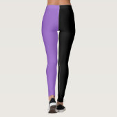 Trendige zwei Farben | Name | Schwarz und Amethyst Leggings (Rückseite)