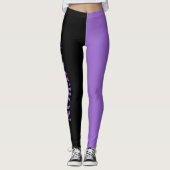 Trendige zwei Farben | Name | Schwarz und Amethyst Leggings (Vorderseite)