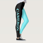 Trendige zwei Farben | Name | Schwarz und Electric Leggings<br><div class="desc">Trendige zwei Farben | Personalisierter Name | Leggings in Schwarz und Elektro-Blau</div>