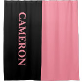 Trendige zwei Farben | Name | Schwarz und Lachs Ro Duschvorhang (Vorderseite)