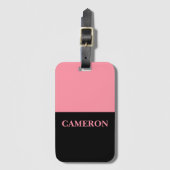 Trendige zwei Farben | Name | Schwarz und Lachs Ro Gepäckanhänger (Vorderseite Vertikal)