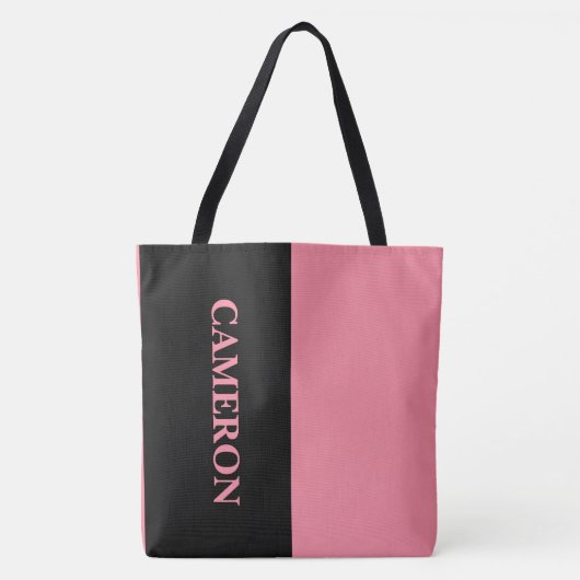 Trendige zwei Farben | Name | Schwarz und Lachs Ro Tasche (Vorderseite)