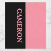 Trendige zwei Farben | Name | Schwarz und Lachs Ro Weinetikett (Einzelnes Label)