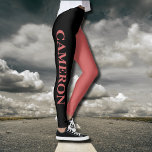 Trendige zwei Farben | Name | Schwarz und Rosty Or Leggings<br><div class="desc">Trendige zwei Farben | Personalisierter Name | Schwarze und raue Orangefarbene Leggings</div>