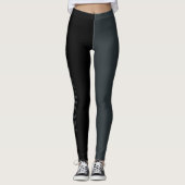 Trendige zwei Farben | Name | Schwarz und Unmetall Leggings (Vorderseite)