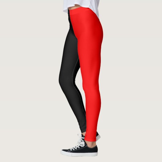Trendige zwei Farben | Schwarz und Rot Leggings (Links)