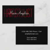 Trendige Zwei-Seiten-Hairstylist-Visitenkarten Visitenkarte (Vorne/Hinten)