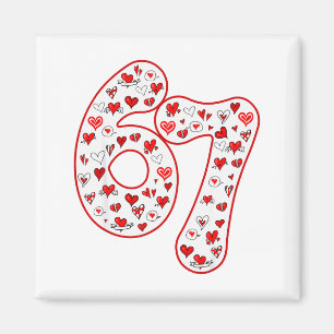 Trendiger 6 7 Meme Sechs Sieben Valentinstag 6 7  Magnet
