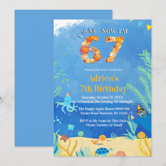 Trendiger 6→7 Meme Under the Sea Geburtstag Einladung