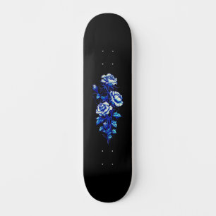 Trendiger abgenutzter Grunge Blau Rose Skate Deck Skateboard