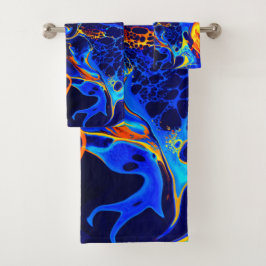 trendiger, abstrakter Farbschwung Badhandtuch Set