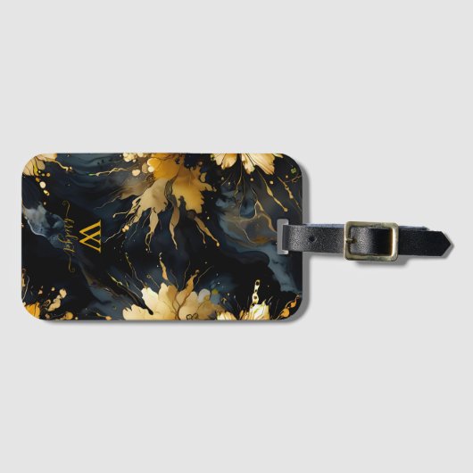 trendiger abstrakter Goldmarmor Gepäckanhänger (Vorderseite (Horizontal))