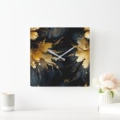 trendiger abstrakter Goldmarmor Quadratische Wanduhr (Zuhause)