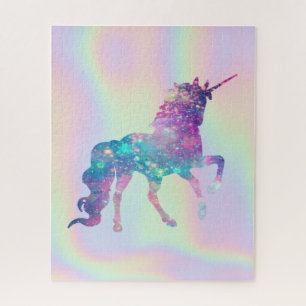 Trendiger Abstrakter Ombre-Einhorn Holografisch Puzzle