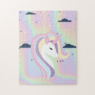 Trendiger Abstrakter Ombre-Einhorn-Sterne Puzzle