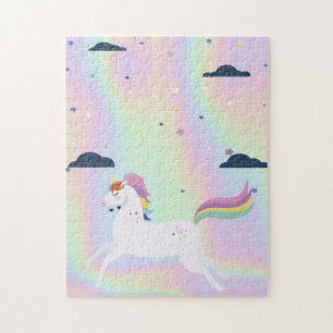 Trendiger abstrakter Ombre-Einhorn-Sterne-Wolken Puzzle