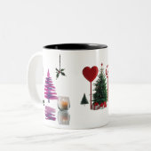 Trendiger abstrakter Weihnachtsbaum mit Pinselstri Zweifarbige Tasse (Vorderseite Links)