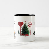 Trendiger abstrakter Weihnachtsbaum mit Pinselstri Zweifarbige Tasse (Mittel)