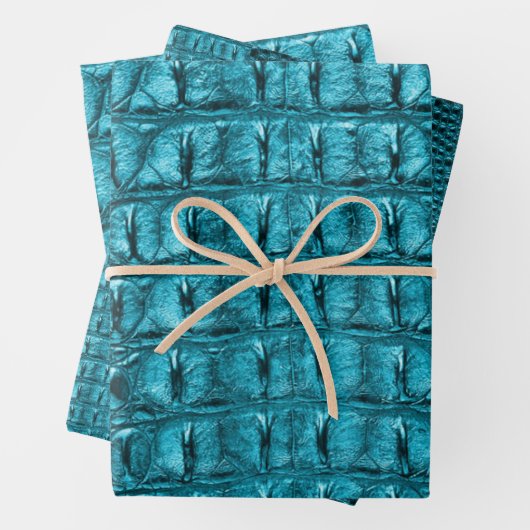 trendiger aquamariner türkisfarbener Aquablau-Alli Geschenkpapier Set (Beispiel)